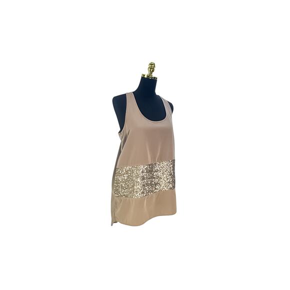 Bar III Nude Sequin Sleeveless Top - Size Medium - Picture 4 of 6